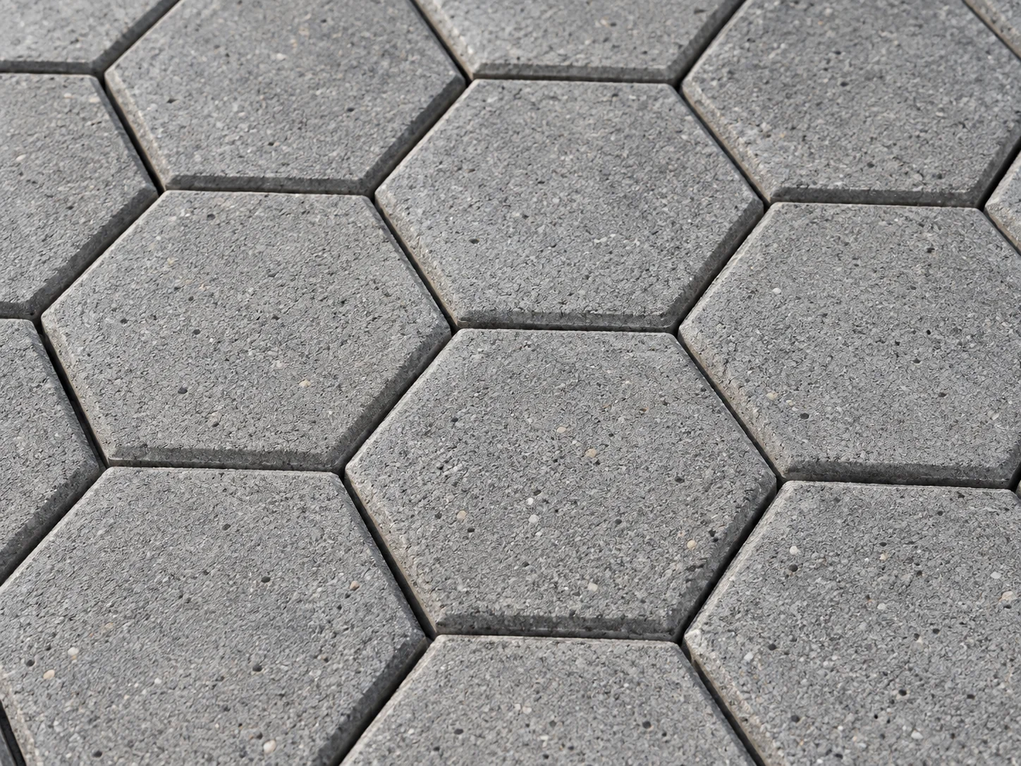 Piso sextavado em concreto cinza